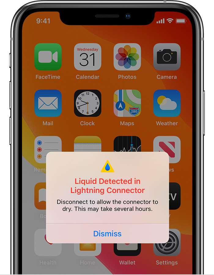 西峰苹果手机维修分享iPhone 12 在充电时出现 “闪电接口检测到液体”的提示怎么办 